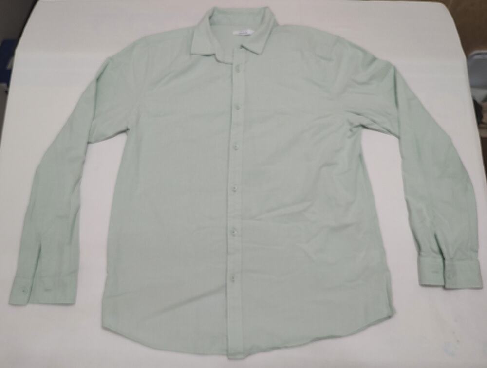 Apraw Brand Men's long sleeve button shirt, pale green, size L